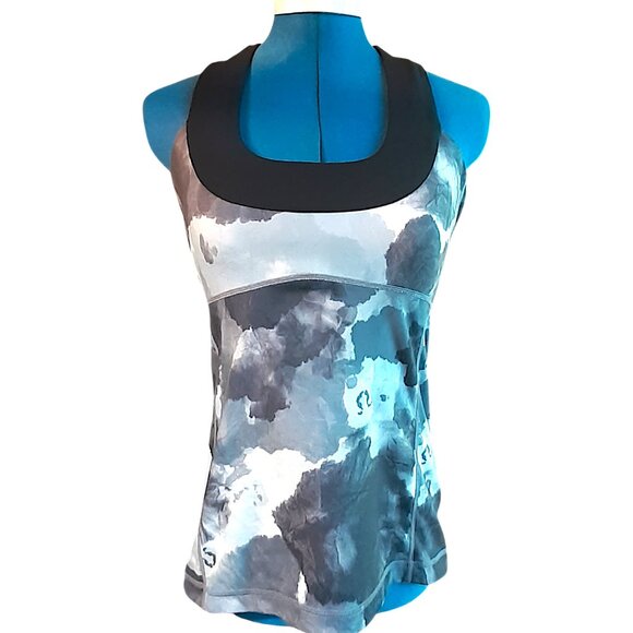 Lululemon Scoop Neck Black & White Coal Tinted Canvas (Super) Tank, Built-In Bra - Picture 1 of 5